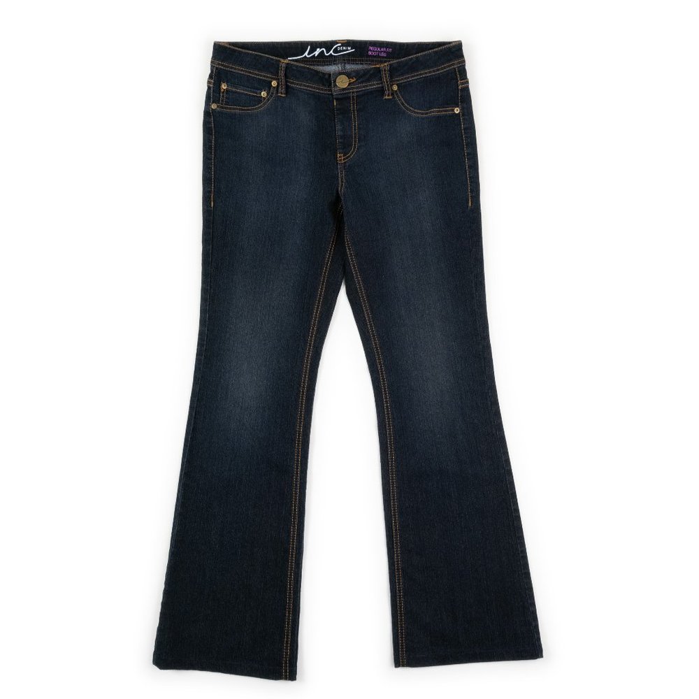 INC Denim Regular Fit Boot Leg pull-on jeans size M